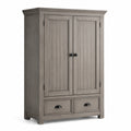 Kleiderschrank aus Holzwerkstoff in Grau mit schwarzen Griffen, 100 × 55 × 190 cm, 2 Türen und 2 Schubladen