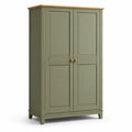 Zweitüriger Kleiderschrank im Landhausstil, 100 × 55 × 180 cm, Olivgrün/Naturbraun