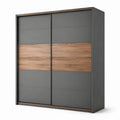 Moderner Schwebetürenschrank in Anthrazit und Eiche, 200 × 60 × 220 cm, 2 Türen