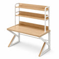 Moderner Schreibtisch mit zweistufigem Aufsatzregal, 120 × 60 × 150 cm, Naturfarben/Weiß