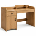 Schreibtisch aus Holzwerkstoff in Eichenoptik, 120 × 60 × 100 cm, Natur/Schwarz, mit Schublade, Schrankfach und Ablage