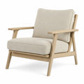 Skandinavischer Polstersessel mit Holzrahmen und Stoffbezug, Beige/Natur, 76 × 82 × 84 cm