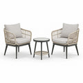 3-teiliges Gartenmöbel-Set mit 2 Sesseln 65 × 67 × 83 cm und rundem Tisch Ø 50 × 50 cm, Beige/Anthrazit/Grau