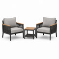3-teiliges Gartenmöbel-Set mit 2 Sesseln 72 × 75 × 82 cm und Beistelltisch 45 × 45 × 50 cm, Grau/Schwarz/Braun