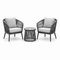 3-teiliges Gartenmöbelset mit 2 Sesseln 75 × 73 × 82 cm und Tisch Ø 50 × 45 cm, Anthrazit/Hellgrau
