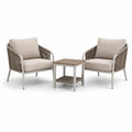 3-teiliges Gartenmöbel-Set in Beige, Taupe, Creme und Braun – 2 Sessel 76 × 75 × 82 cm und Beistelltisch 50 × 50 × 50 cm
