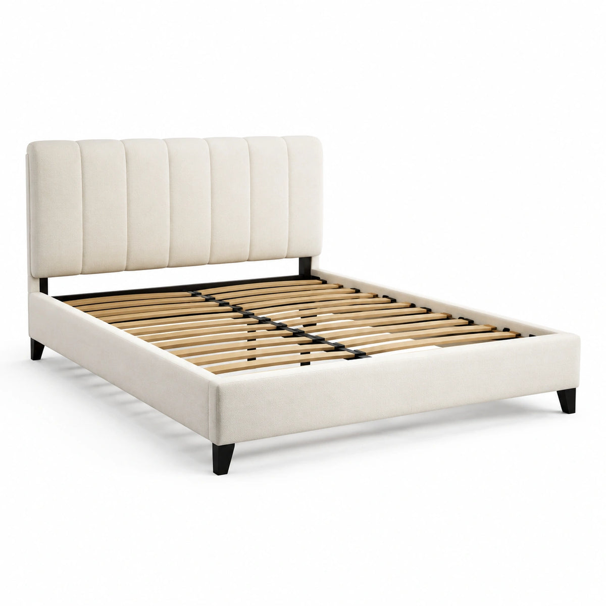 Modernes Polsterbett in Creme mit Lattenrost, Liegefläche 160 × 200 cm, Gesamtmaß 215 × 170 × 110 cm