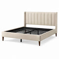 Modernes Polsterbett Beige mit hohem Kopfteil und Metall-Lattenrost, 217 × 171 × 110 cm, Liegefläche 160 × 200 cm