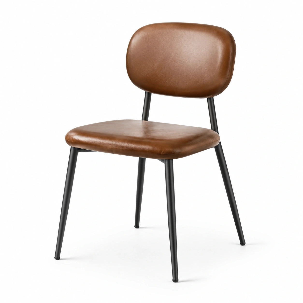Gepolsterter Stuhl in Braun und Schwarz, 49 × 53 × 78 cm, Kunstlederbezug und Metallgestell im Retro-Stil