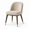 Gepolsterter Esszimmerstuhl mit Cordbezug, Beige, 52 × 58 × 82 cm, dunkelbraune Holzbeine mit goldfarbenen Fußkappen