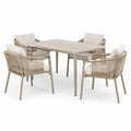 5-teiliges Gartenmöbel-Set in Taupe und Beige mit Tisch 120 × 90 × 75 cm und 4 Stühlen 60 × 61 × 82 cm