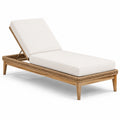 Gartenliege mit verstellbarer Rückenlehne, Holzgestell und Geflecht, Natur/Beige, 200 × 75 × 98 cm