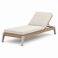 Gartenliege mit verstellbarer Rückenlehne und Polsterauflage, 200 × 75 × 95 cm, Beige/Naturholz/Taupe