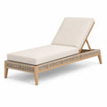 Gartenliege aus Holz mit Textilgeflecht und verstellbarer Rückenlehne, Creme/Beige/Naturholz, 200 × 75 × 95 cm
