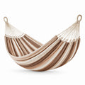 Gestreifte Hängematte 300 × 150 × 0,3 cm in Beige, Braun und Creme für Garten, Terrasse und Balkon